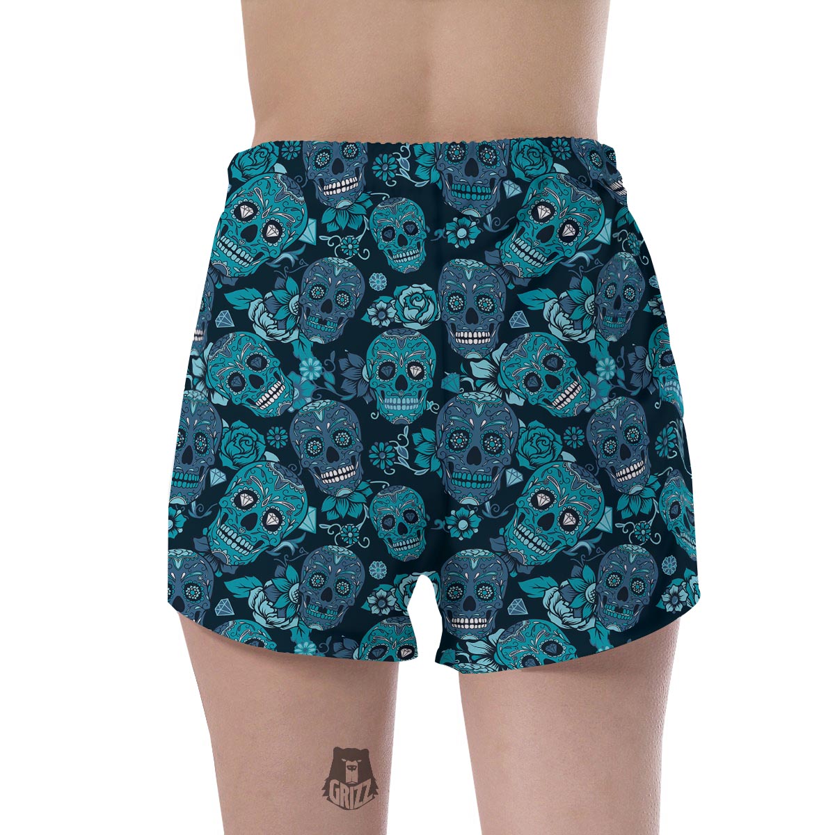 Blue Sugar Skull Women's Shorts-grizzshop