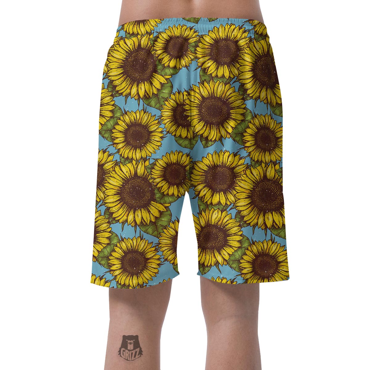Blue Sunflower Print Men's Shorts-grizzshop