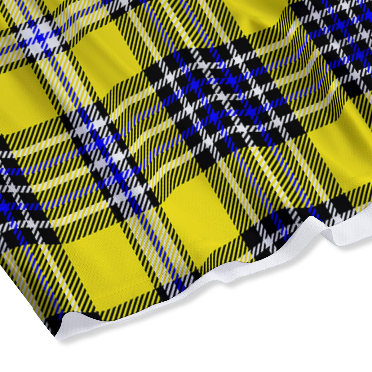 Blue Tartan And Black Yellow Print Pattern Mesh Shorts