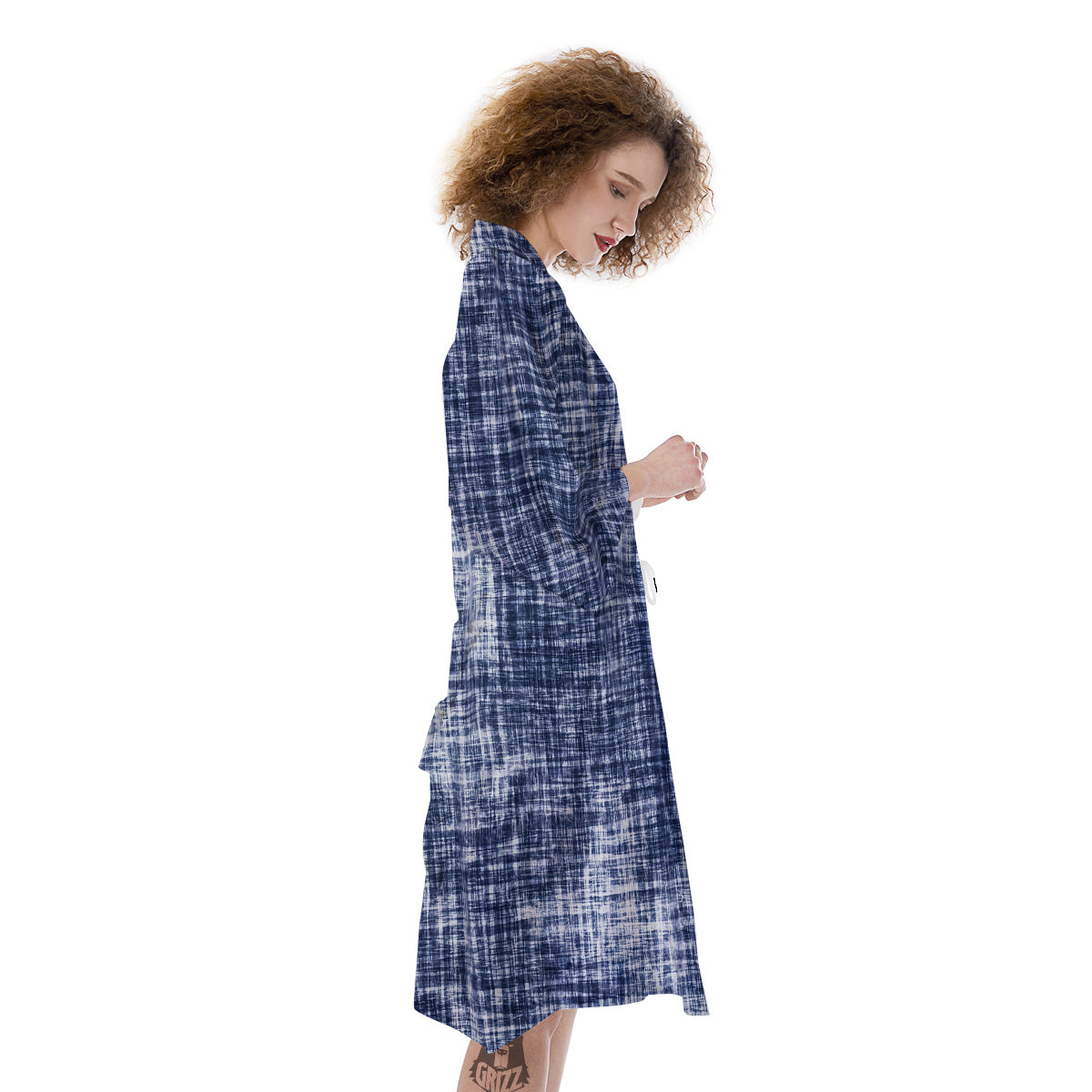 Blue Tie Dye Acid Wash Print Kimono-grizzshop