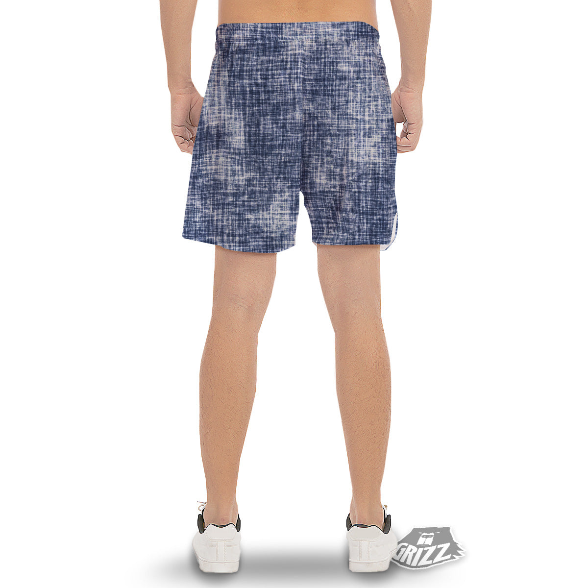 Blue Tie Dye Acid Wash Print Men's Gym Shorts-grizzshop