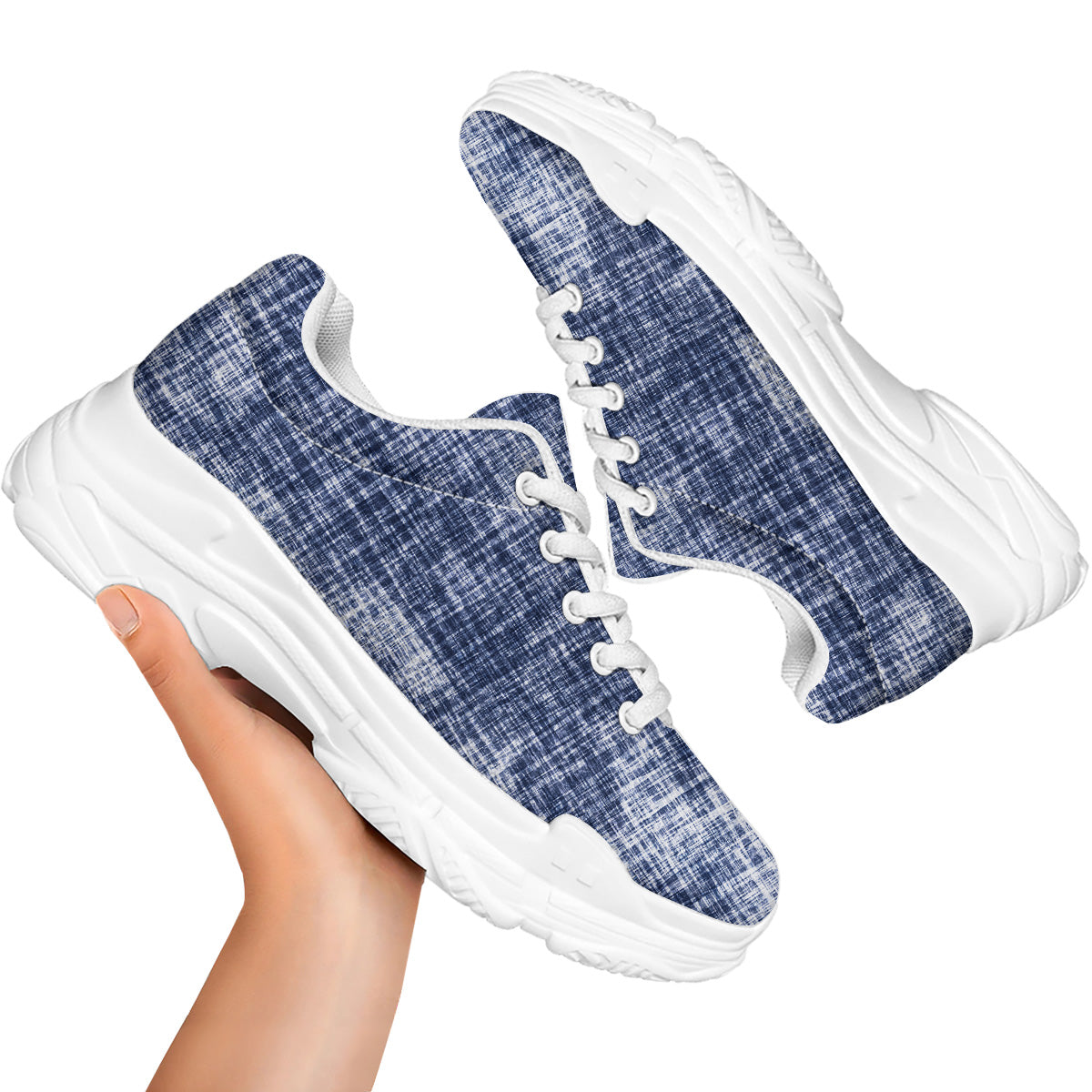 Blue Tie Dye Acid Wash Print White Chunky Shoes-grizzshop