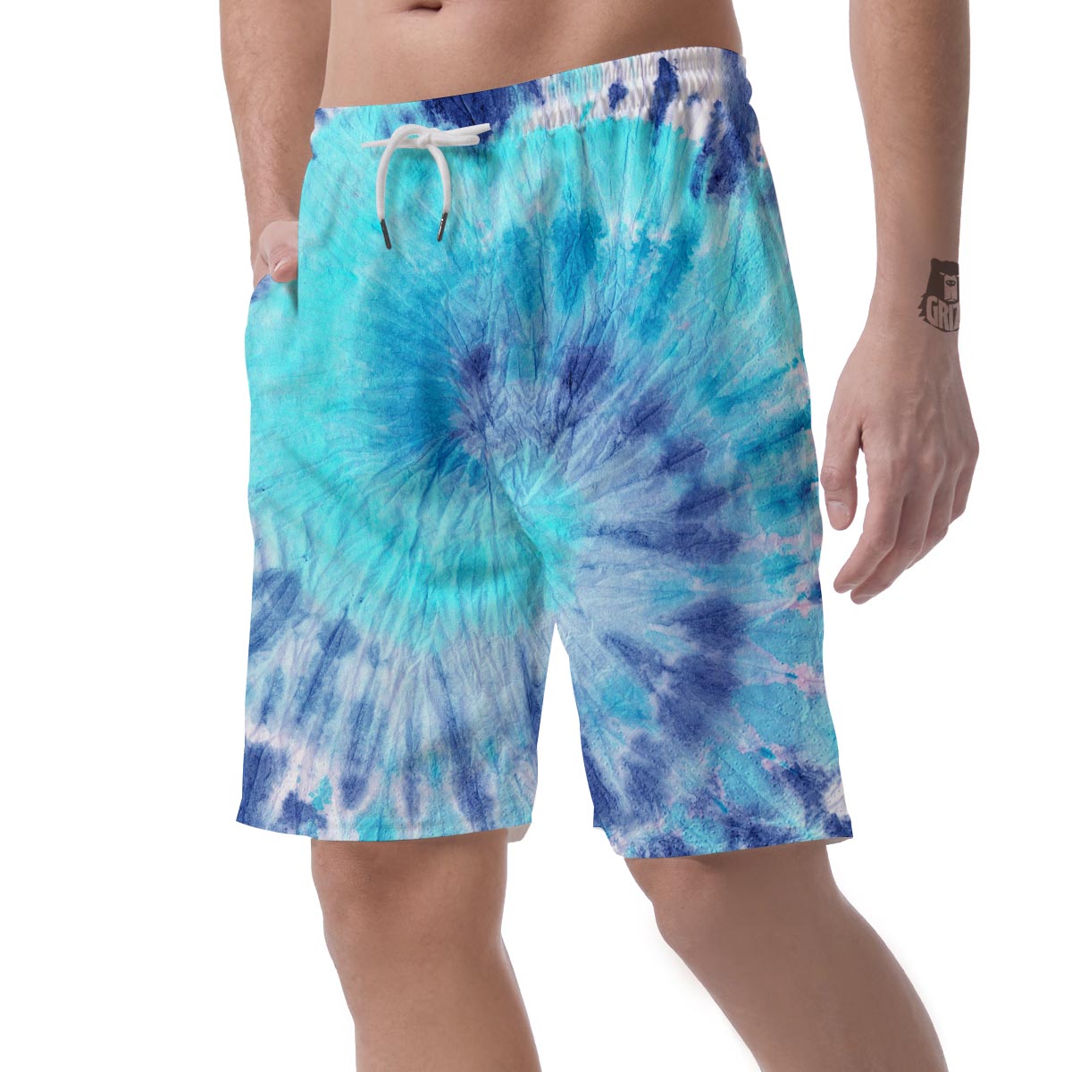 Blue Tie Dye Men's Shorts-grizzshop