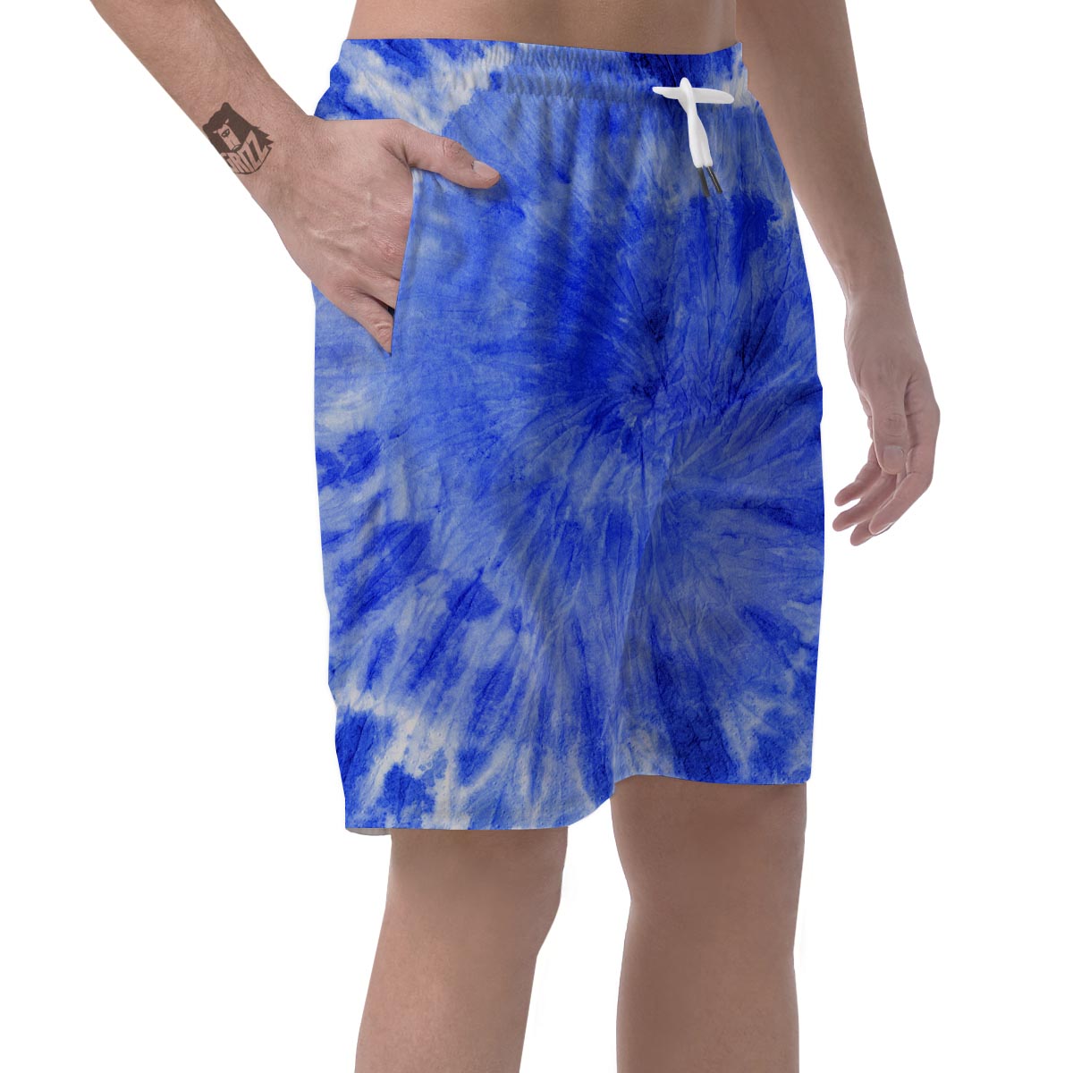 Blue Tie Dye Print Men's Shorts-grizzshop
