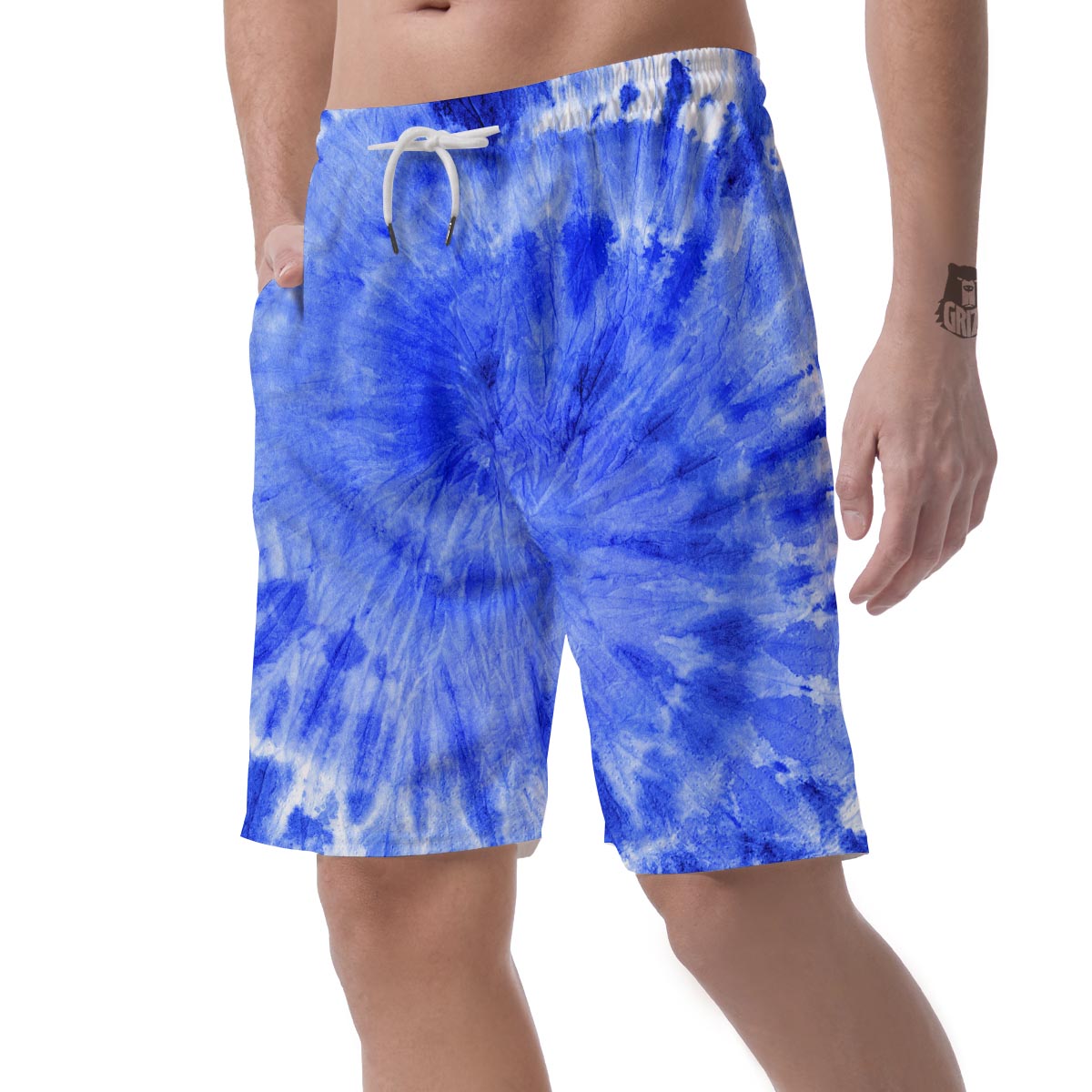 Blue Tie Dye Print Men's Shorts-grizzshop