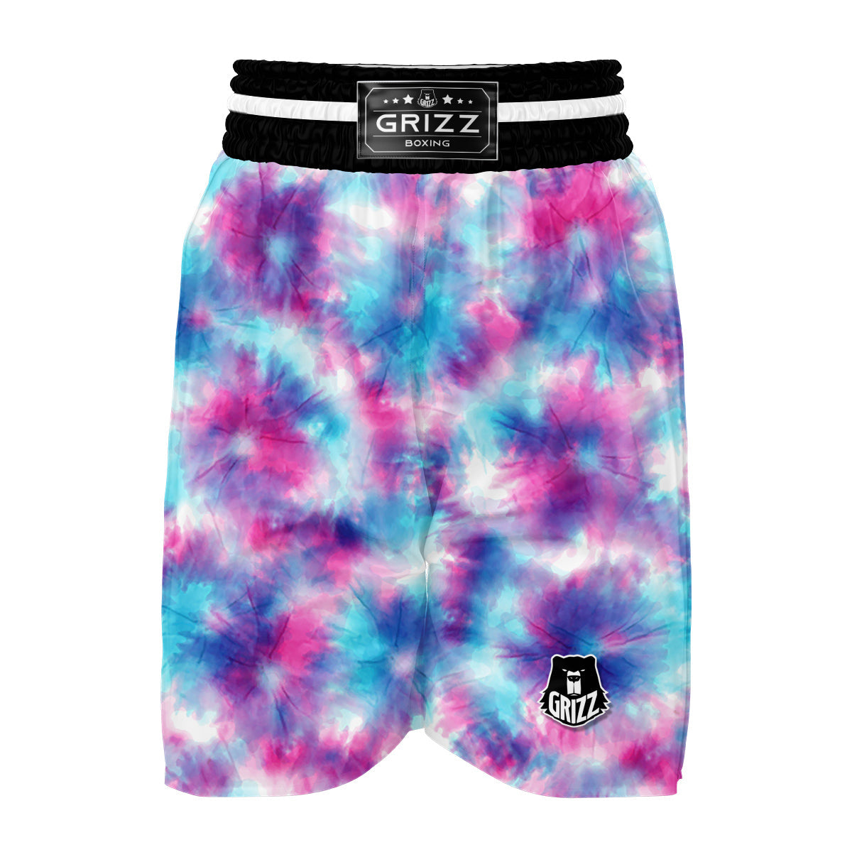 Blue Tie Dye Shibori Boxing Shorts-grizzshop