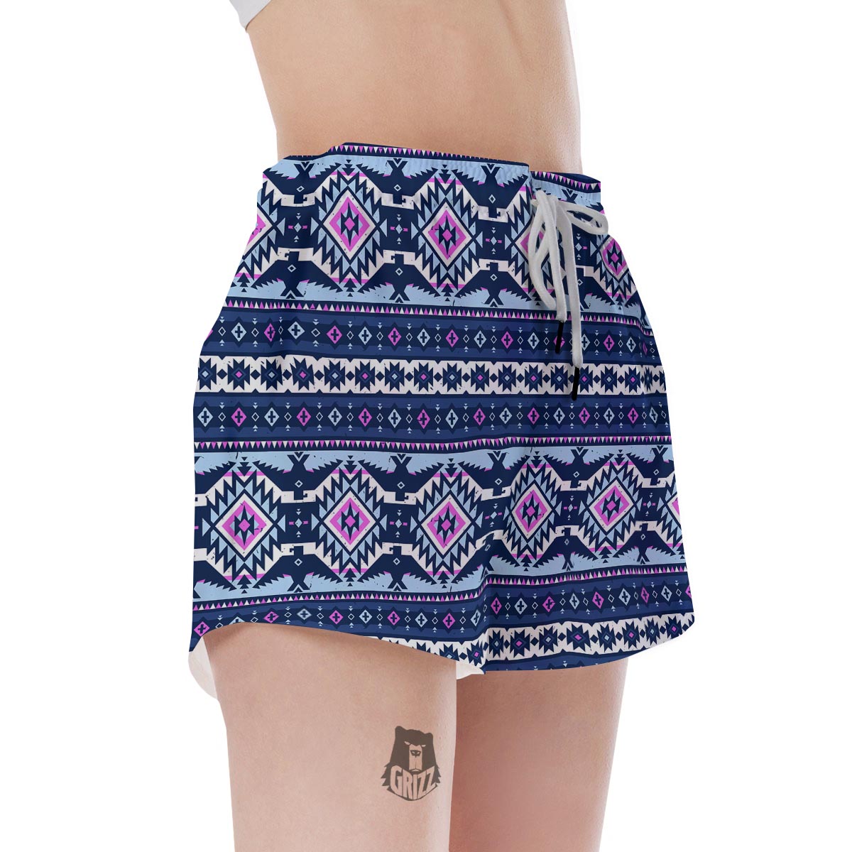 Blue Tribal Aztec Eagles Women's Shorts-grizzshop