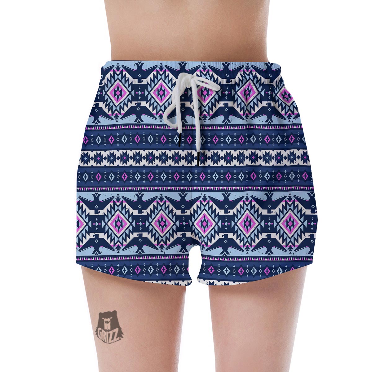 Blue Tribal Aztec Eagles Women's Shorts-grizzshop
