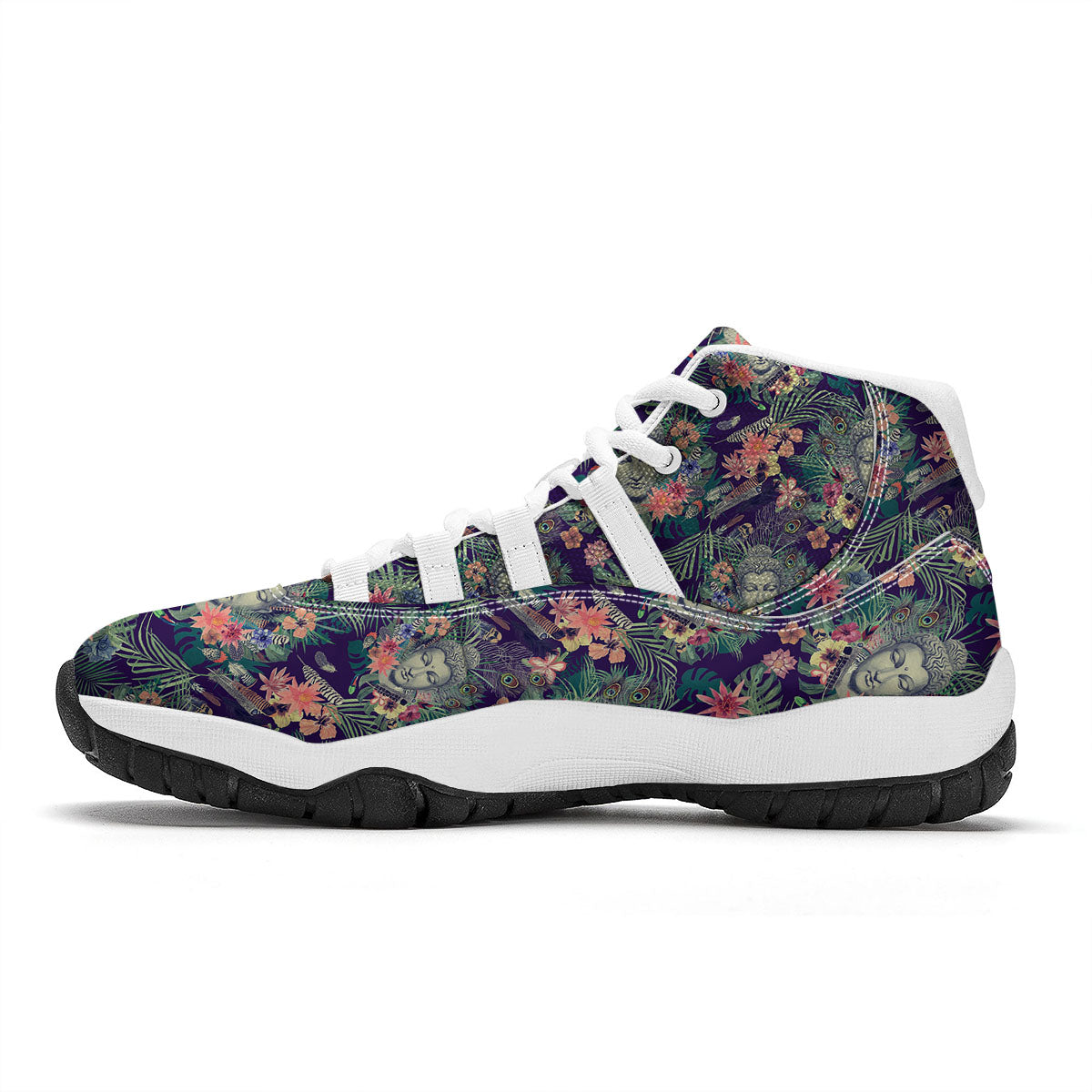 Blue Tropical Buddha White Bball Shoes-grizzshop