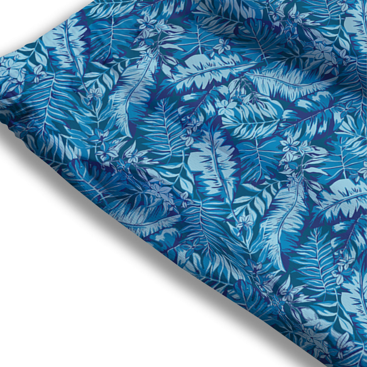 Blue Tropical Leaves Print Mesh Shorts-grizzshop