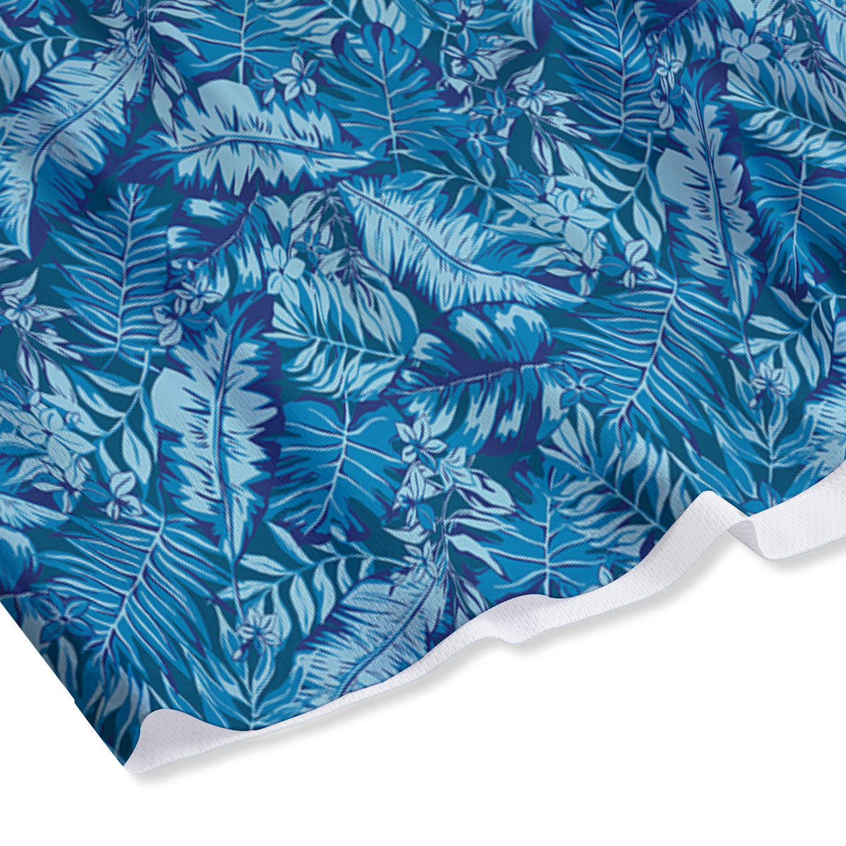 Blue Tropical Leaves Print Mesh Shorts-grizzshop