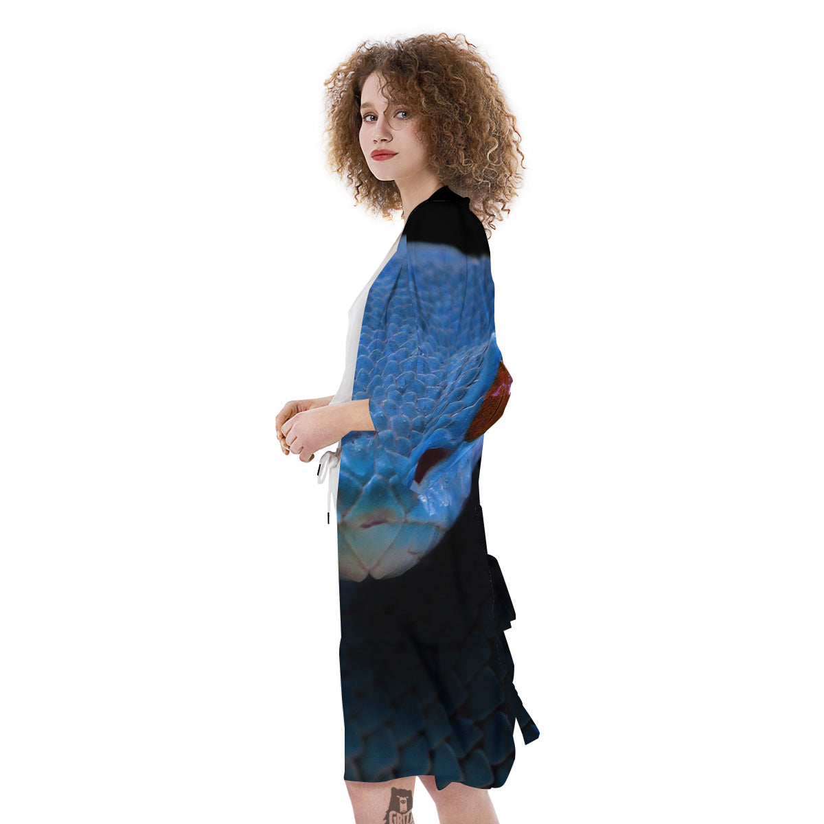Blue Viper Snake Print Kimono-grizzshop