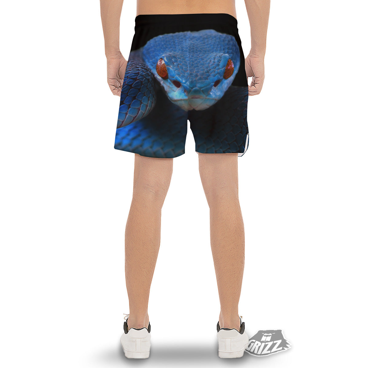 Blue Viper Snake Print Men's Gym Shorts-grizzshop