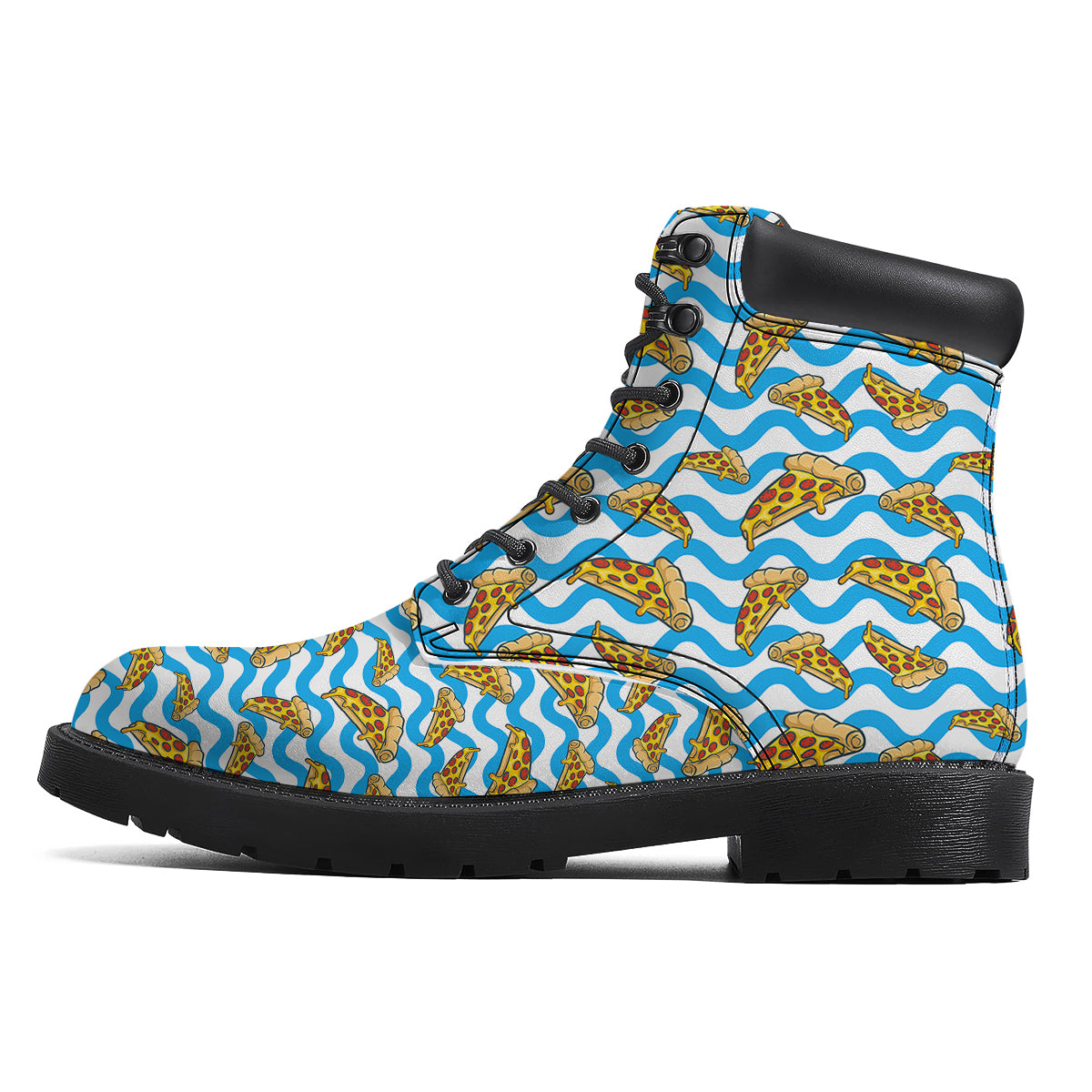 Blue Wave Pizza Print Pattern Boots-grizzshop