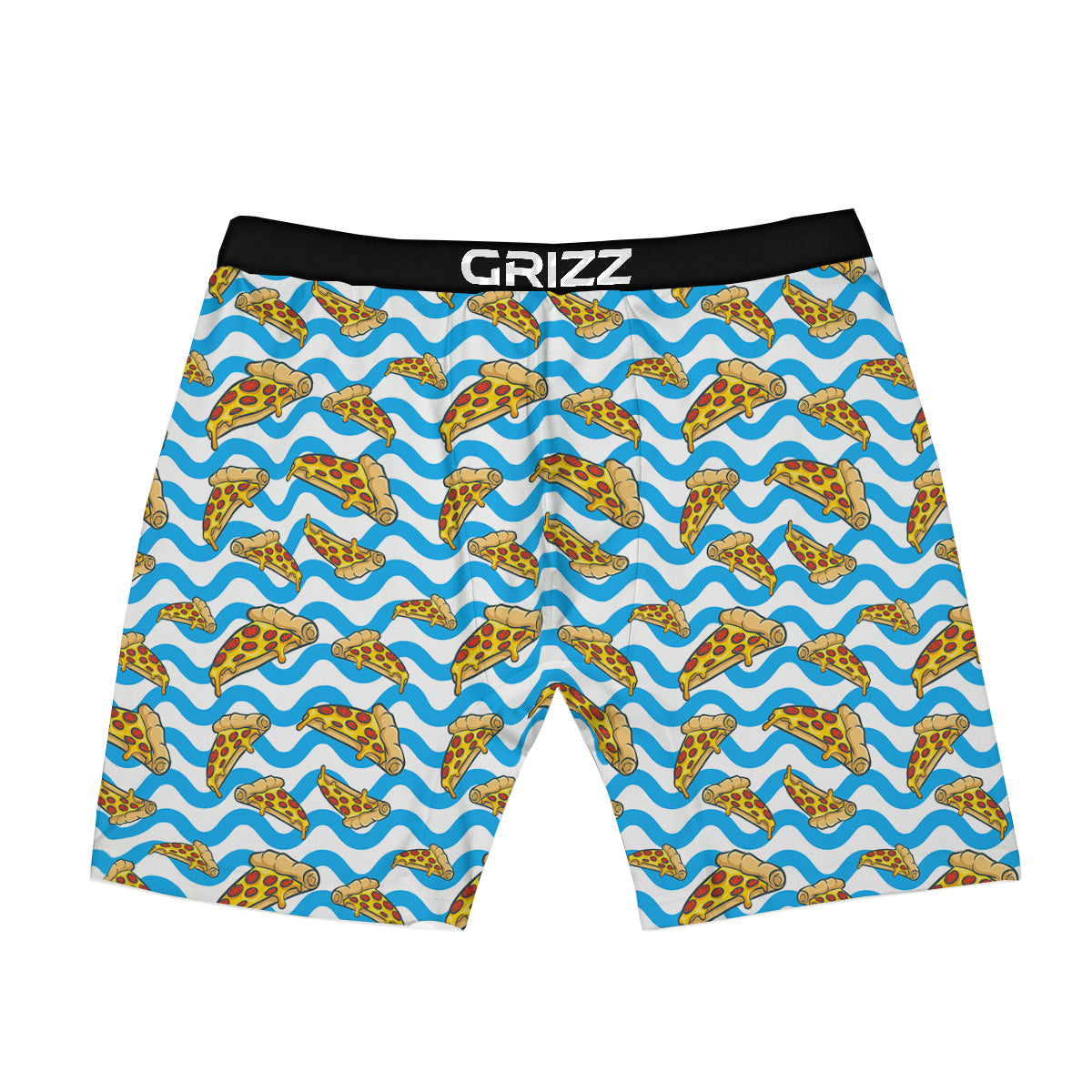 Blue Wave Pizza Print Pattern Boxer Briefs-grizzshop