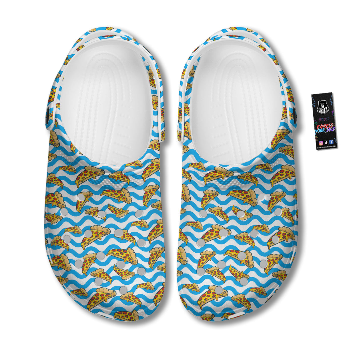 Blue Wave Pizza Print Pattern Clog-grizzshop