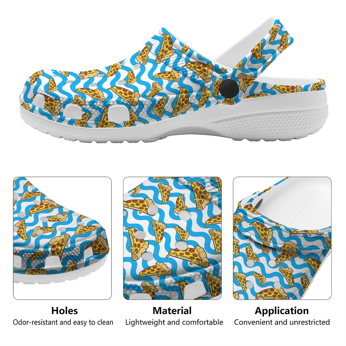 Blue Wave Pizza Print Pattern Clog-grizzshop