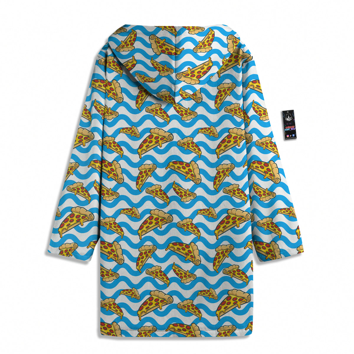 Blue Wave Pizza Print Pattern Men's Windbreaker Jacket-grizzshop