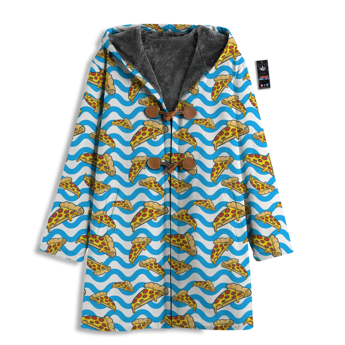 Blue Wave Pizza Print Pattern Men's Windbreaker Jacket-grizzshop