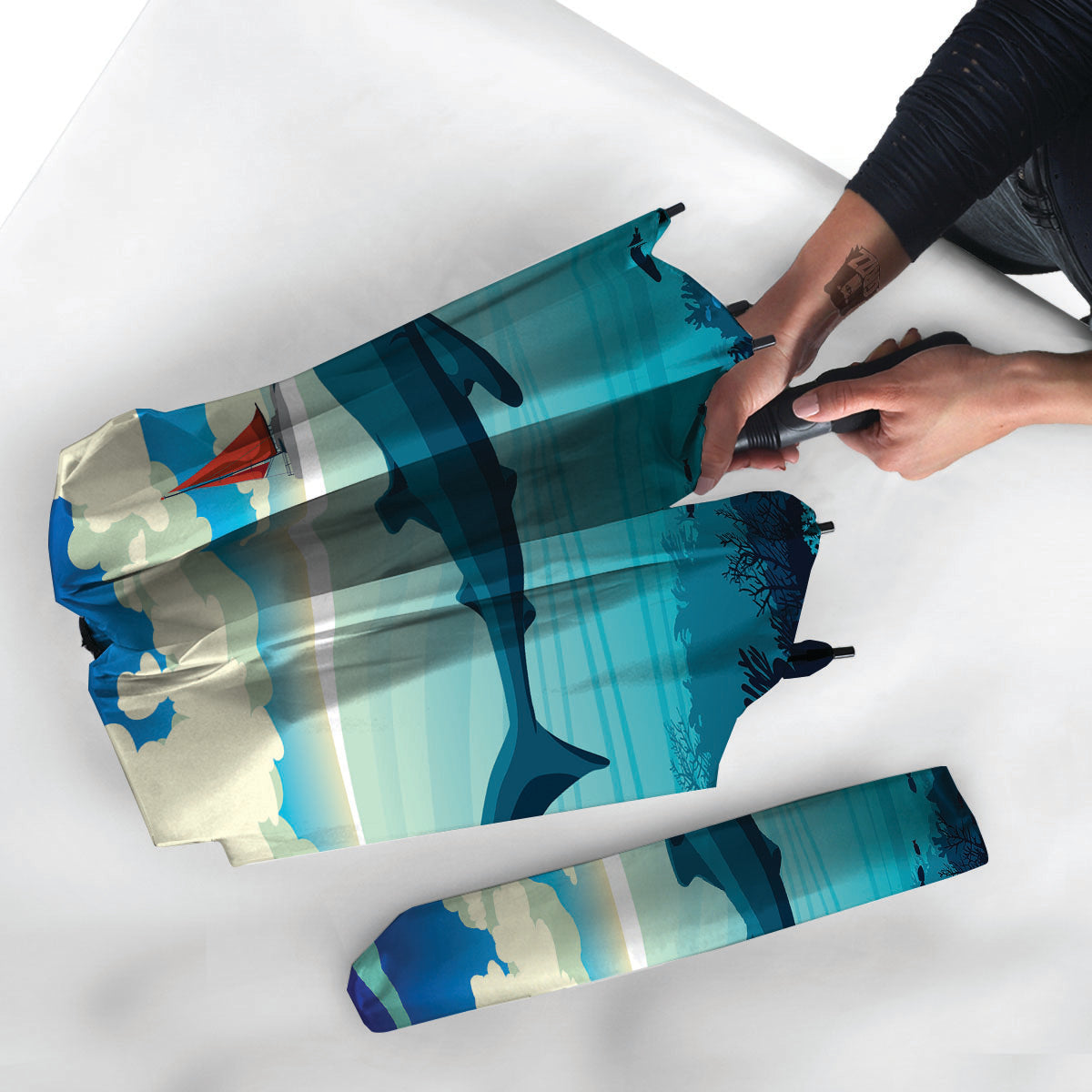 Blue Whale In Deep Sea Print Umbrella-grizzshop