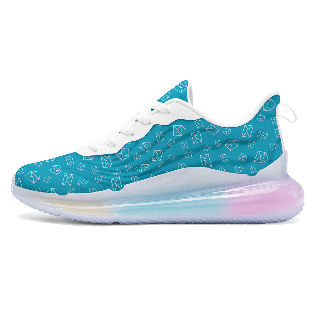 Blue White Mail Print Pattern Running Sneakers-grizzshop