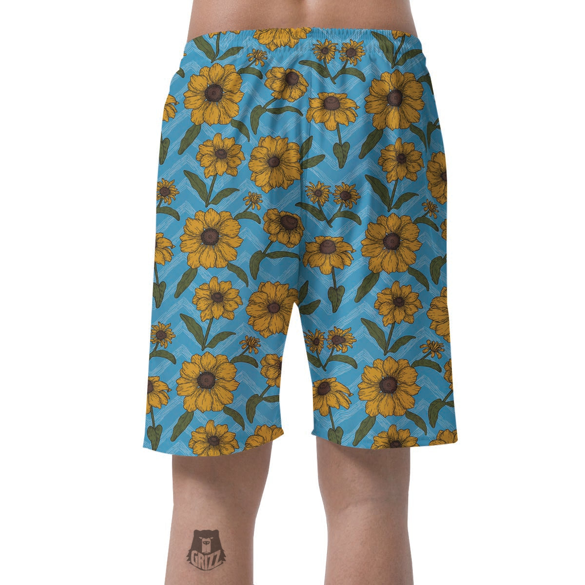 Blue Zigzag Sunflower Men's Shorts-grizzshop