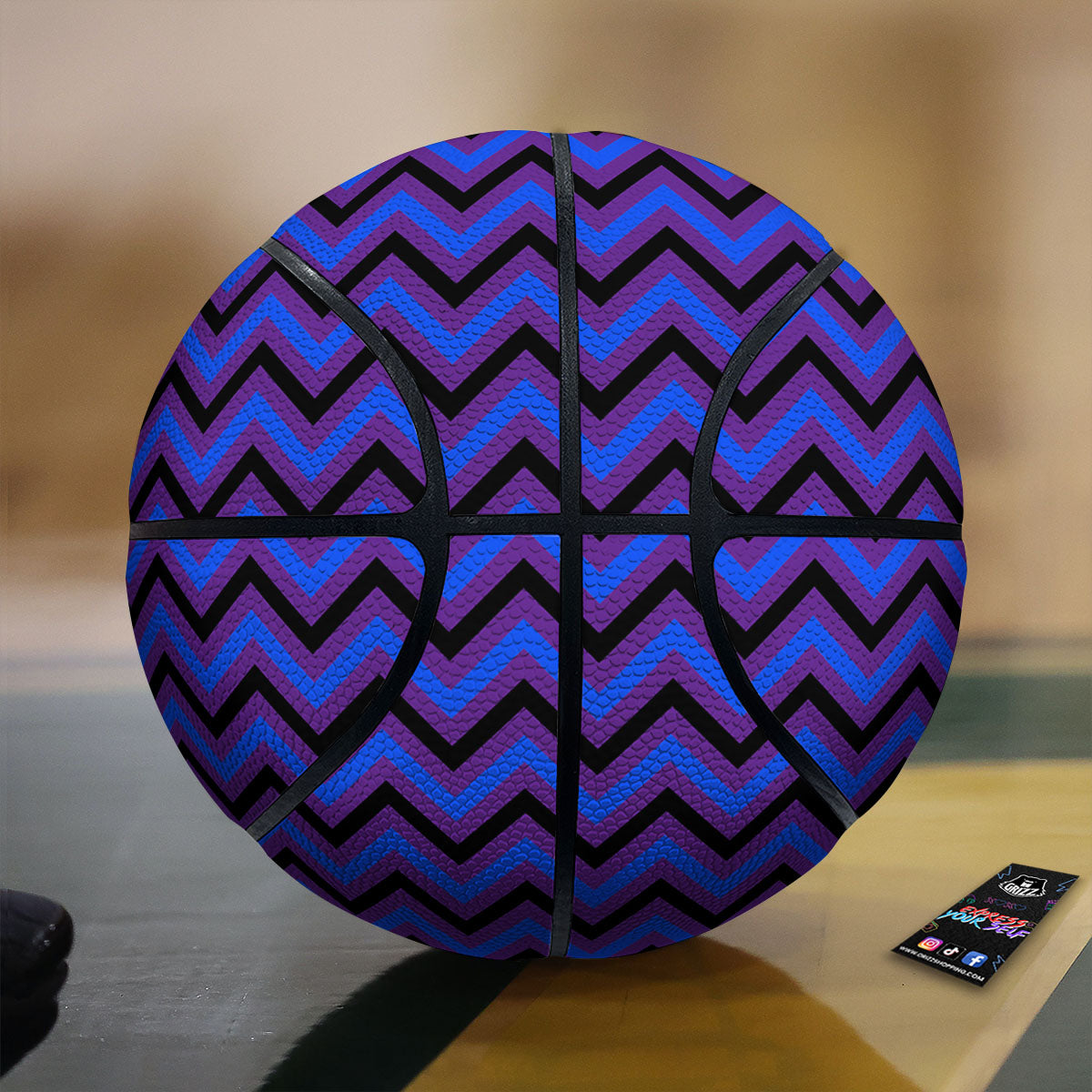Blue Black And Purple Chevron Print Basketball