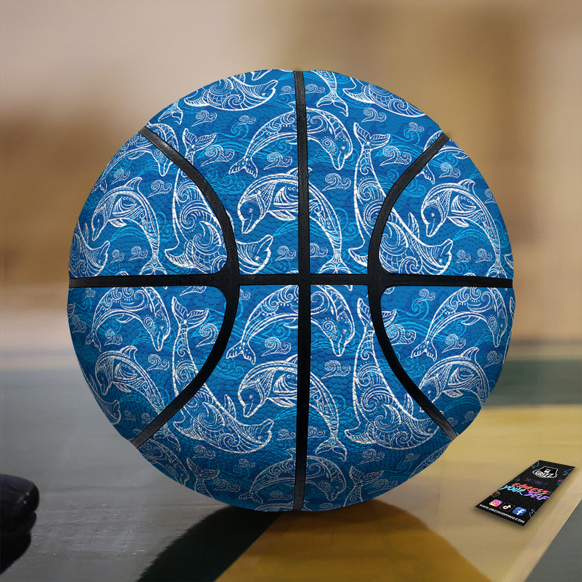 Blue Dolphins Ethnic Print Pattern Basketball