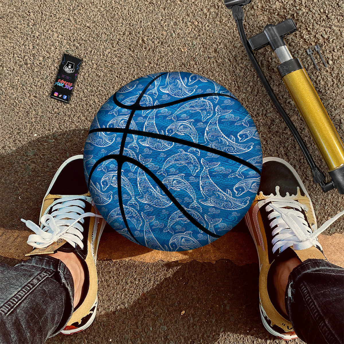 Blue Dolphins Ethnic Print Pattern Basketball