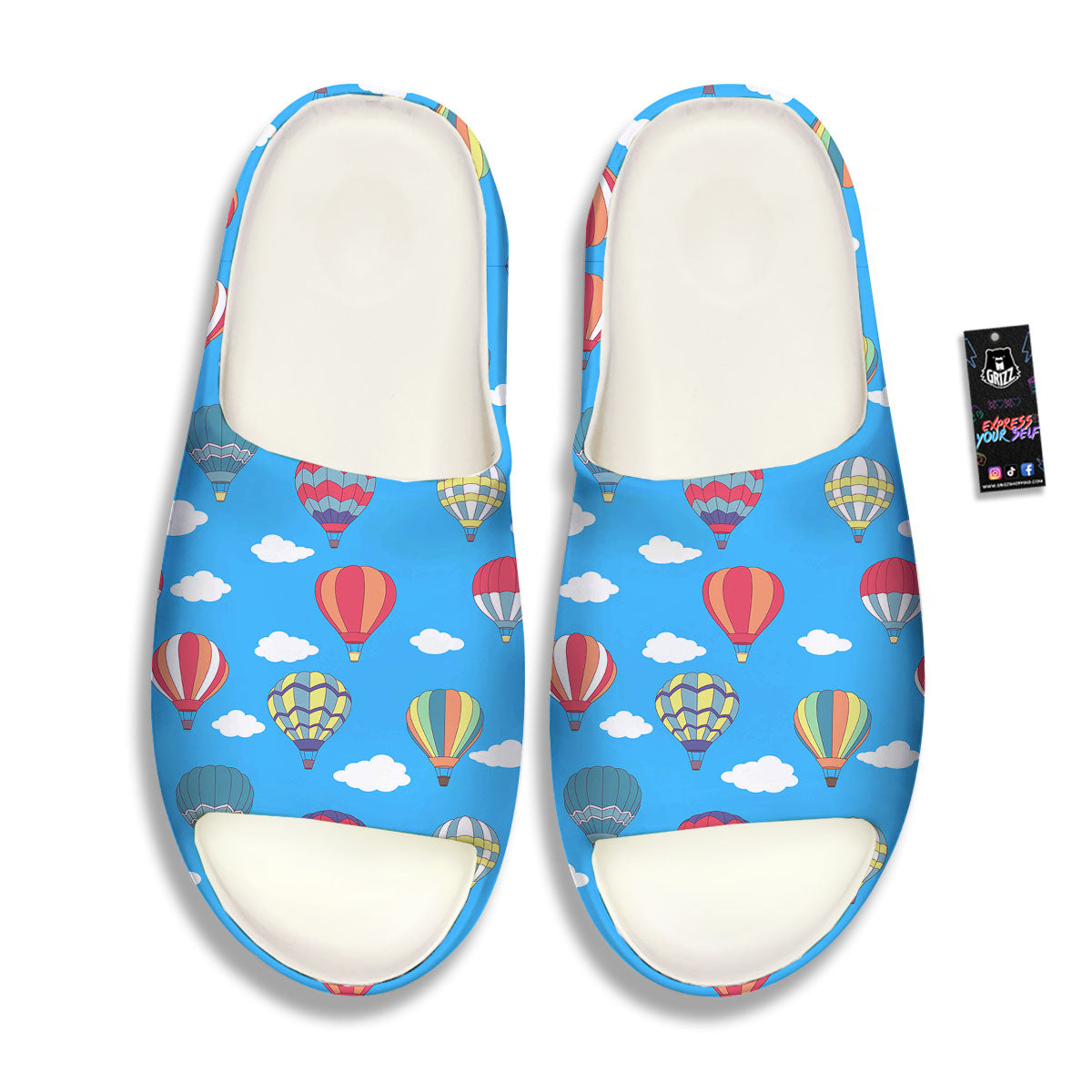 Blue Hot Air Balloon Print Pattern Sandals-grizzshop