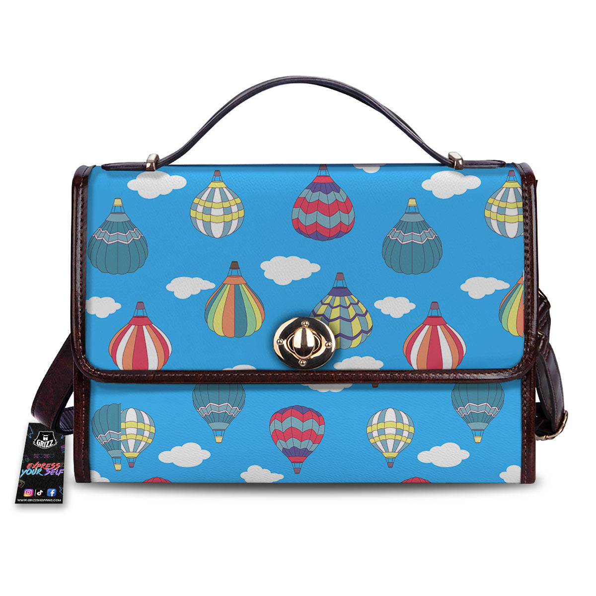 Blue Hot Air Balloon Print Pattern Women's Satchel Bag