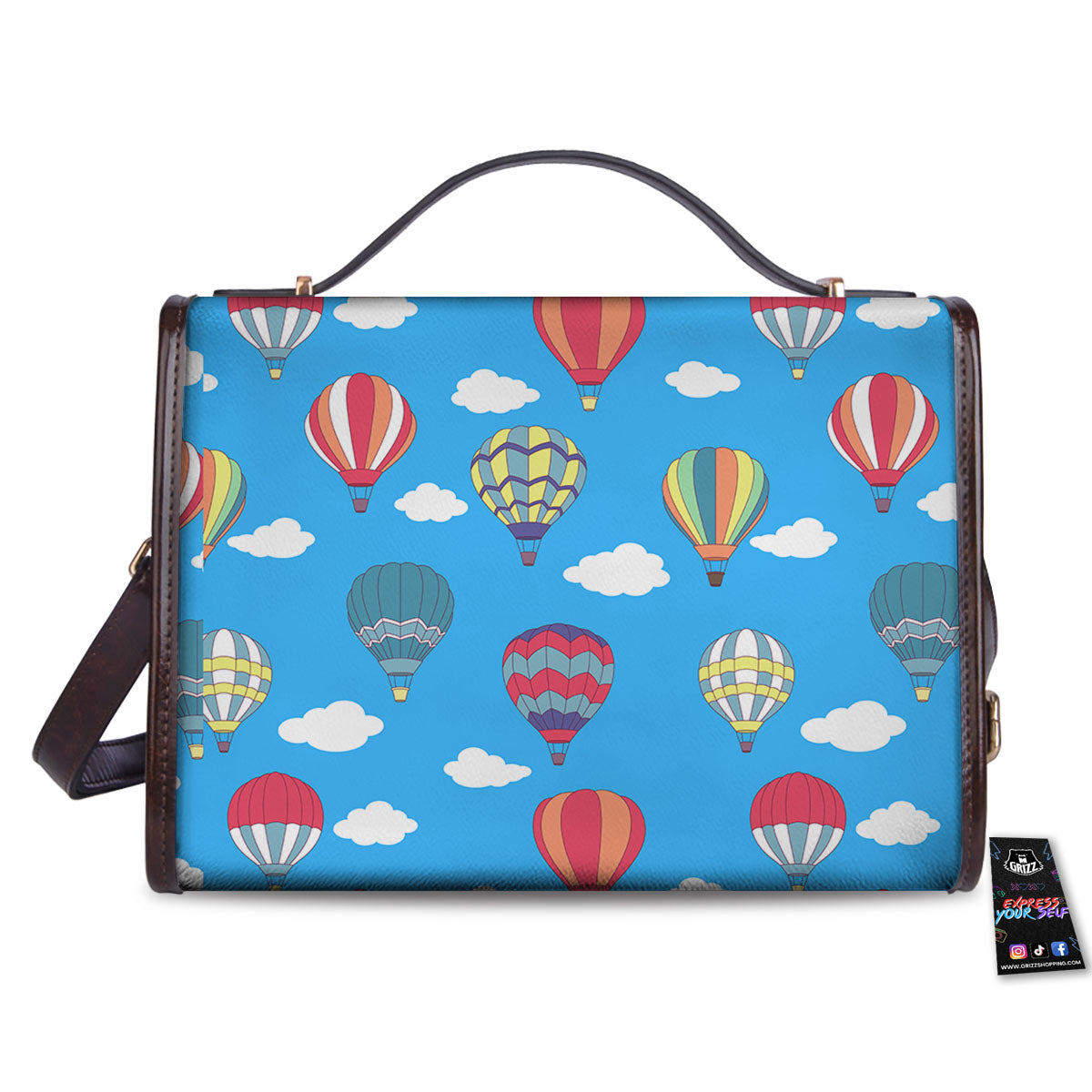 Blue Hot Air Balloon Print Pattern Women's Satchel Bag