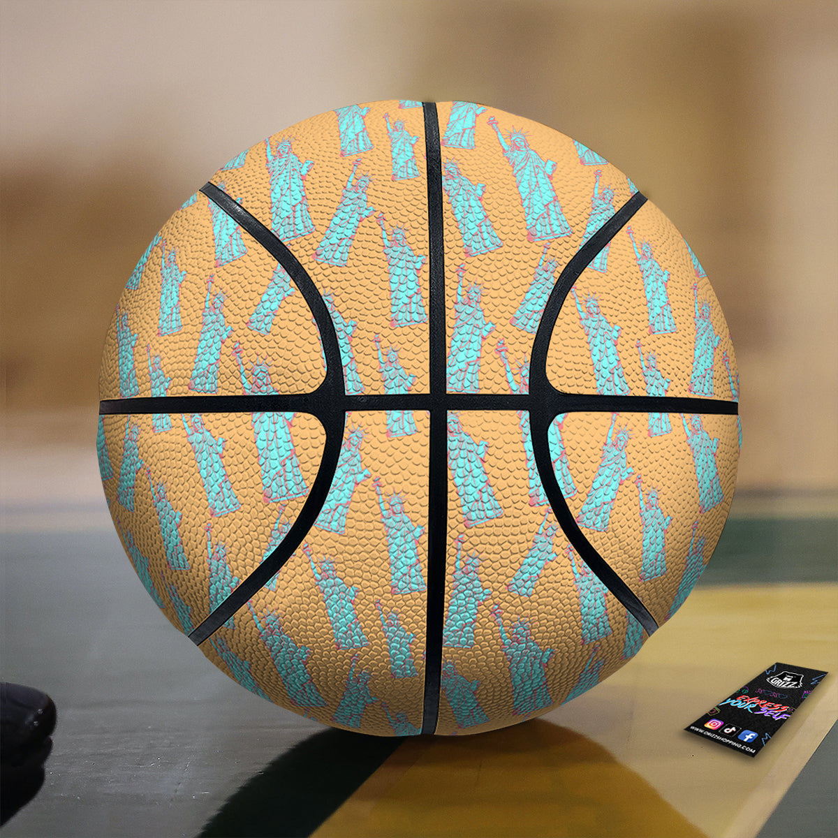 Blue Statue Of Liberty Print Pattern Basketball