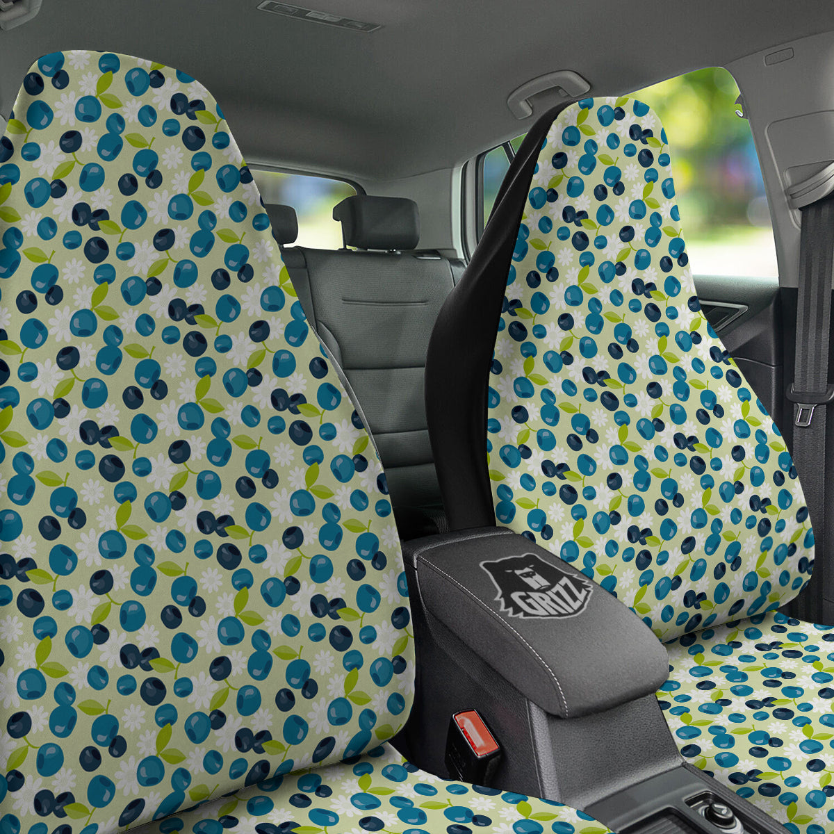 Blueberry And Daisy Print Pattern Car Seat Covers-grizzshop