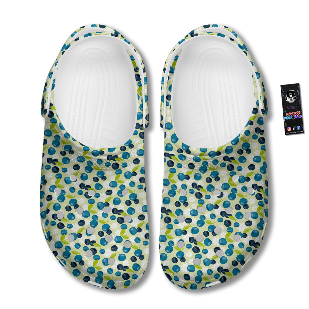Blueberry And Daisy Print Pattern Clog-grizzshop