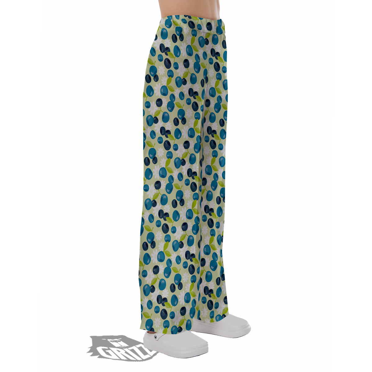 Blueberry And Daisy Print Pattern Pajama Pants-grizzshop