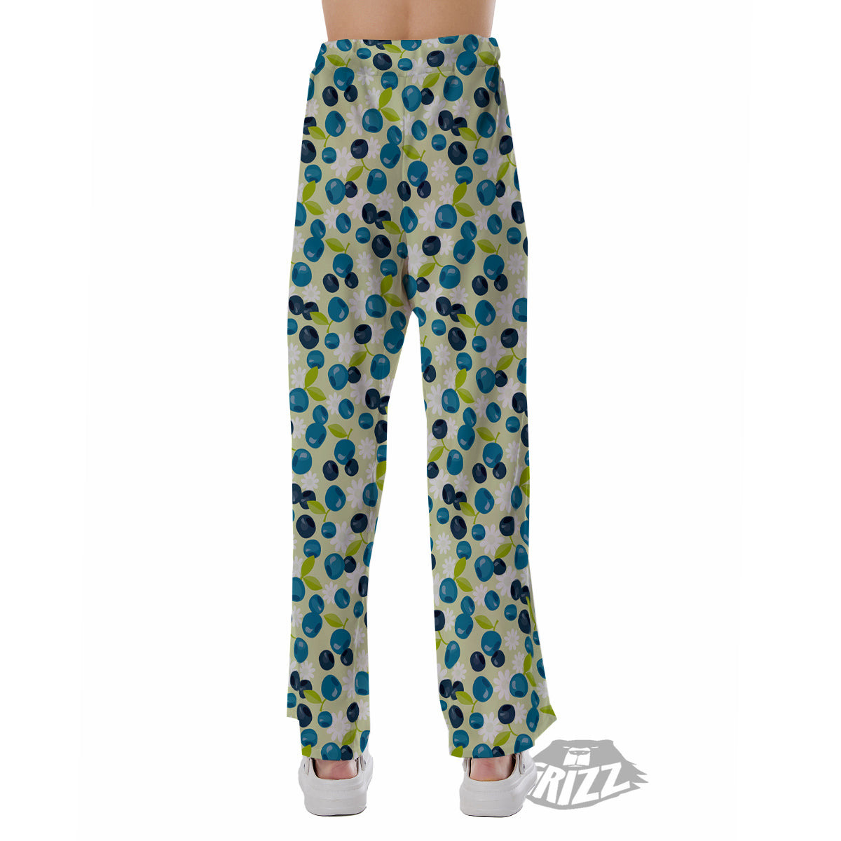 Blueberry And Daisy Print Pattern Pajama Pants-grizzshop