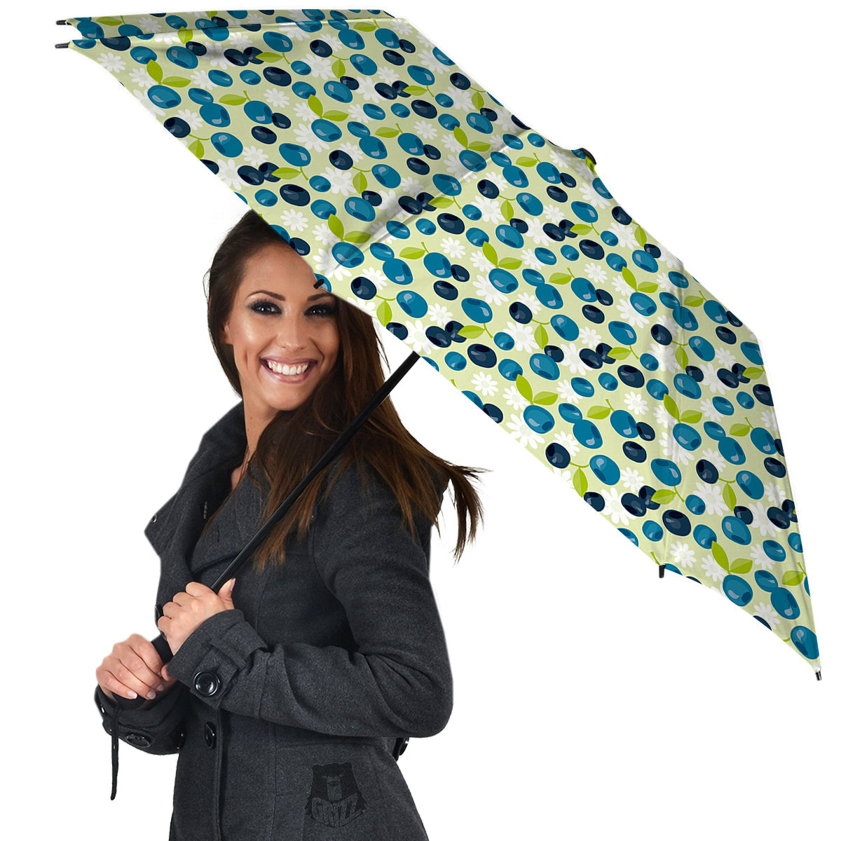 Blueberry And Daisy Print Pattern Umbrella-grizzshop
