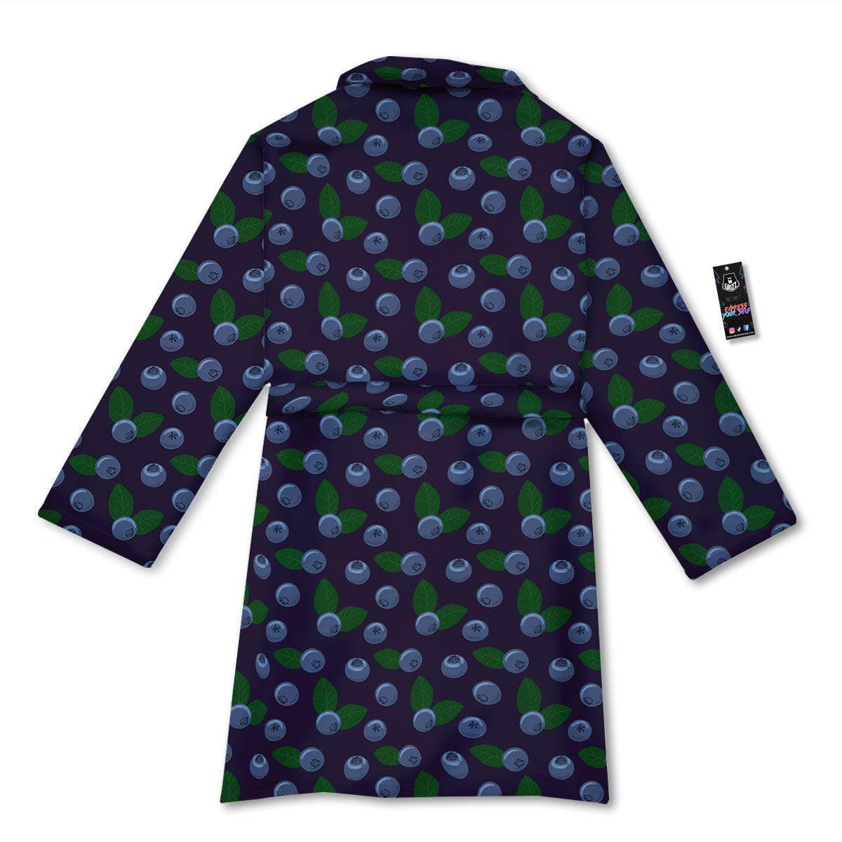 Blueberry And Leaf Print Pattern Bathrobe-grizzshop