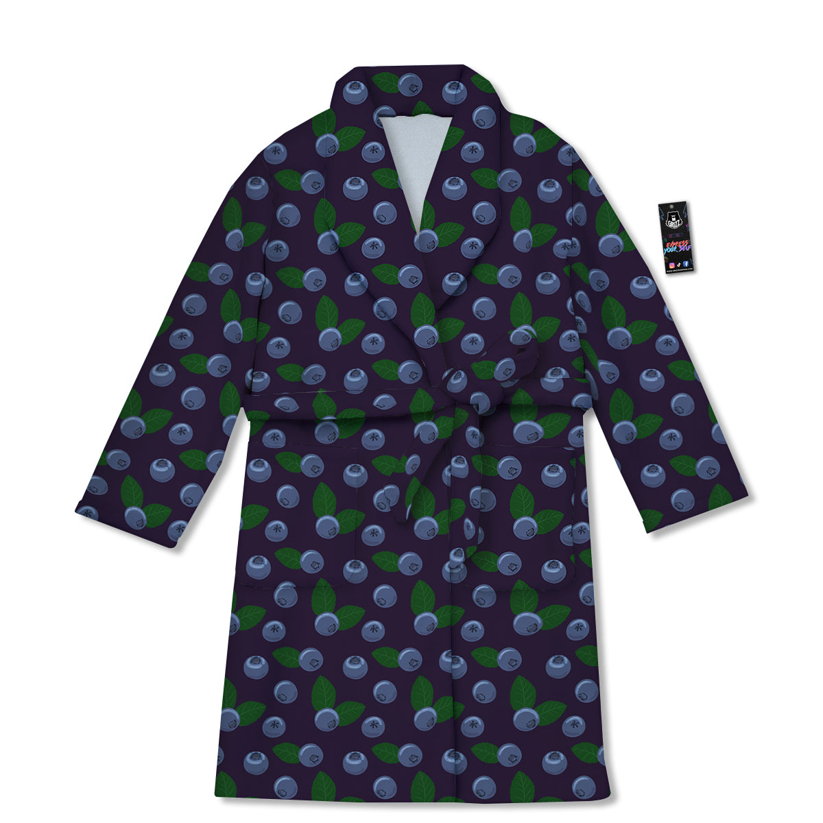 Blueberry And Leaf Print Pattern Bathrobe-grizzshop