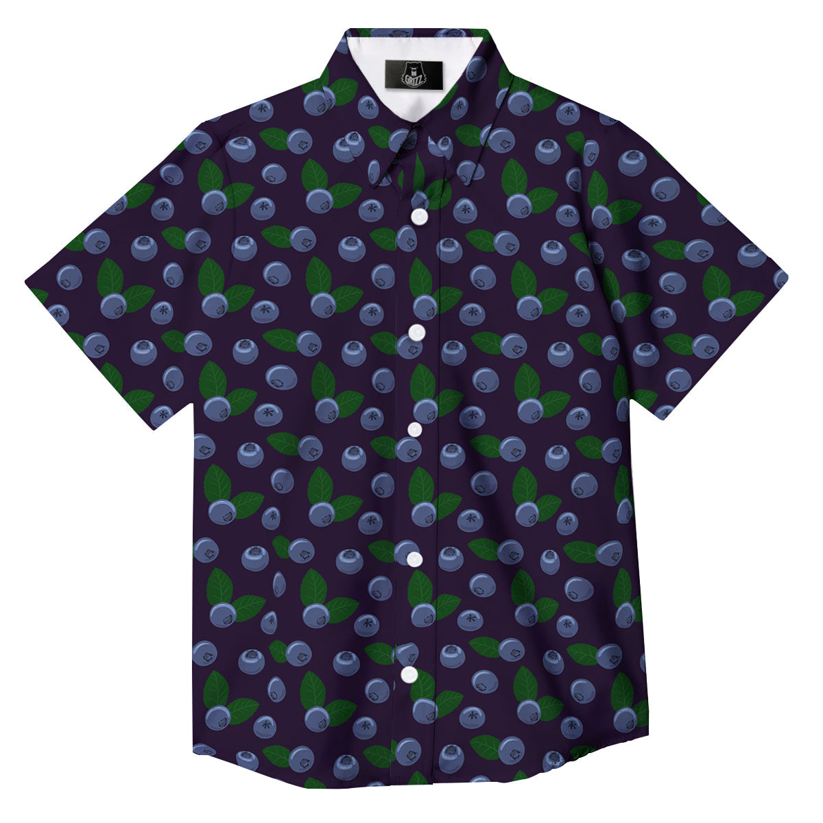 Blueberry And Leaf Print Pattern Button Up Shirt-grizzshop