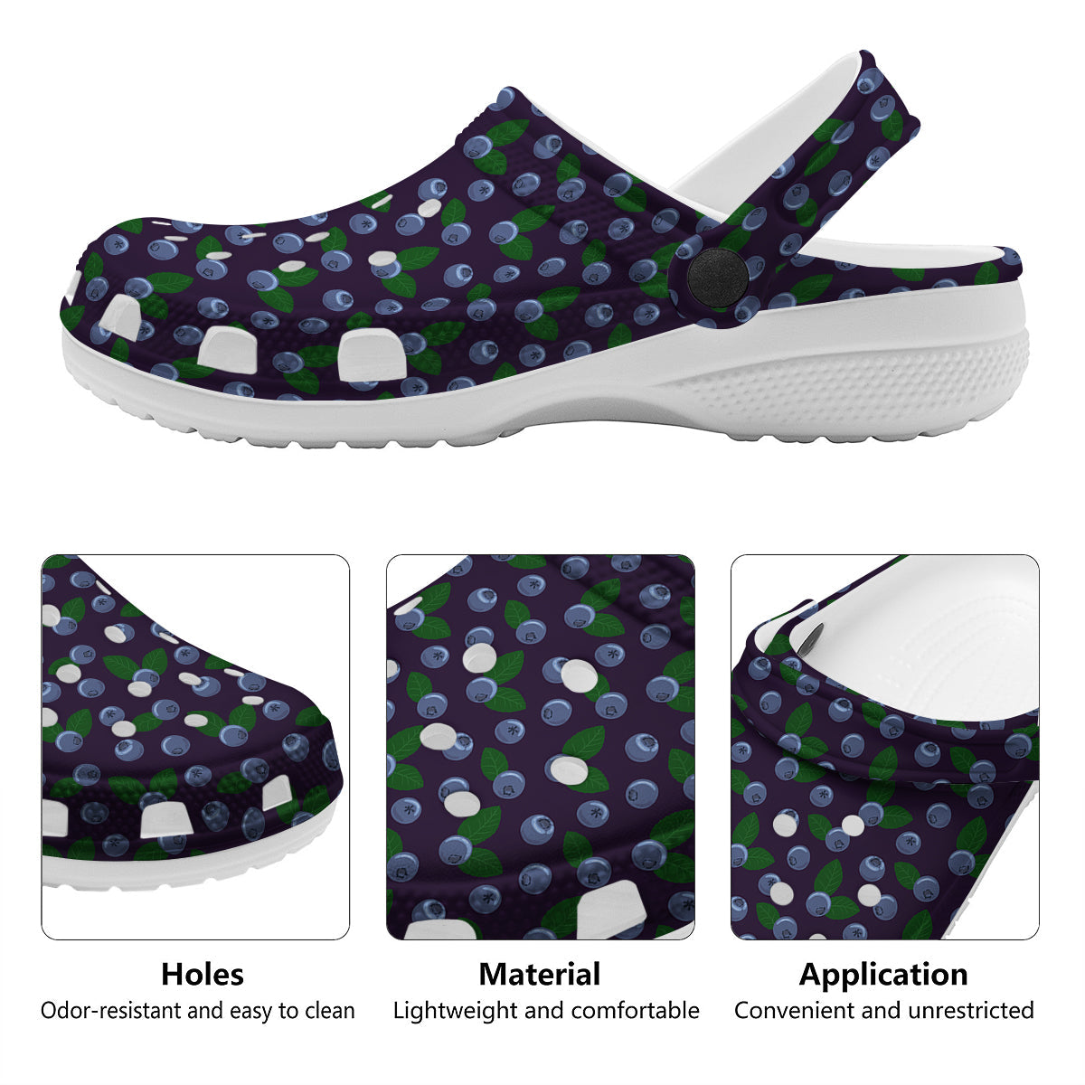 Blueberry And Leaf Print Pattern Clog-grizzshop