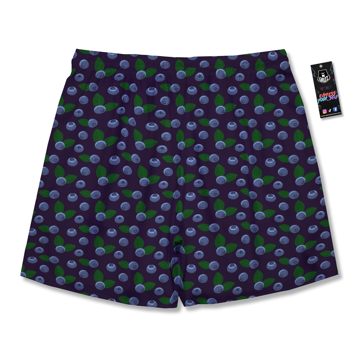 Blueberry And Leaf Print Pattern Men's Running Shorts-grizzshop