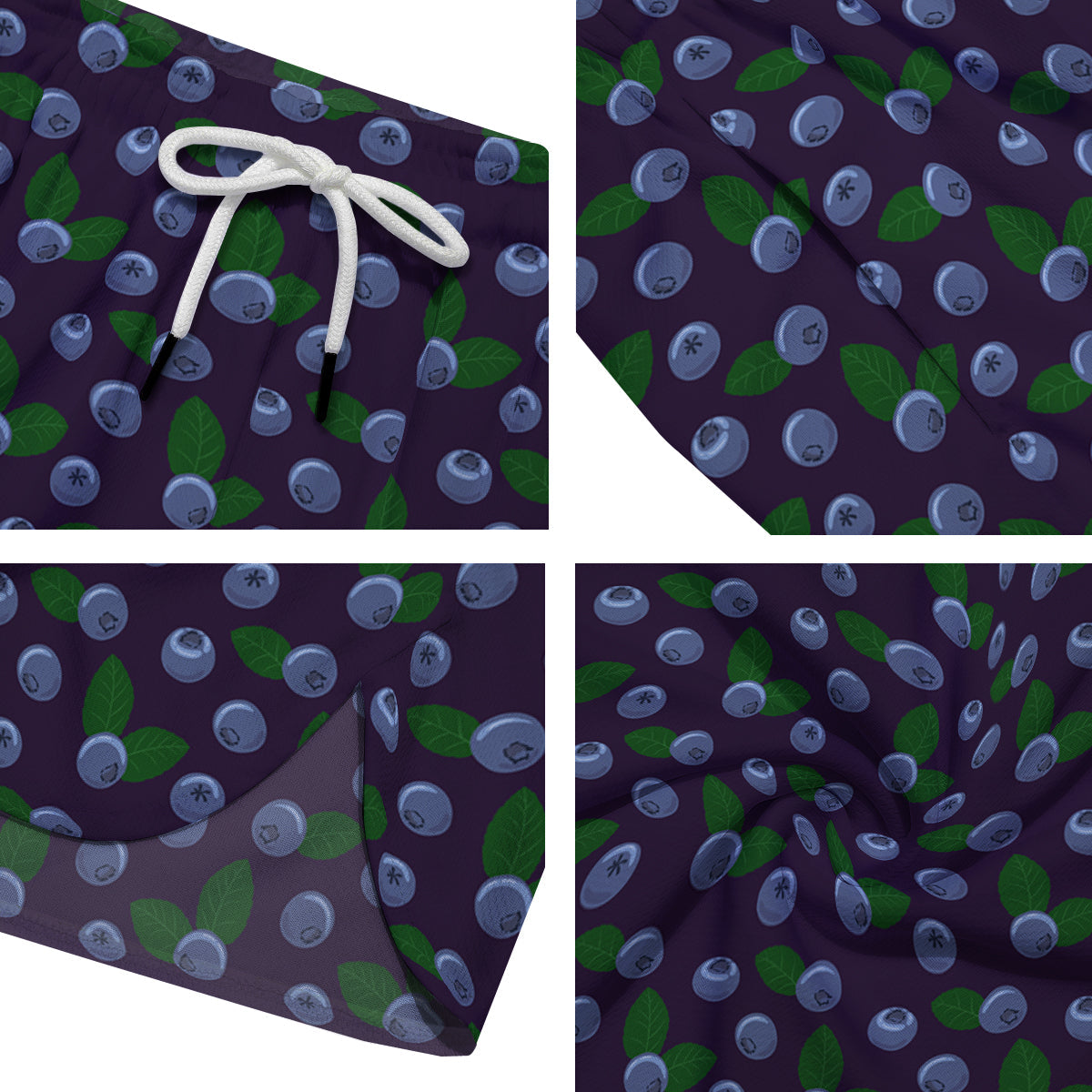 Blueberry And Leaf Print Pattern Men's Running Shorts-grizzshop