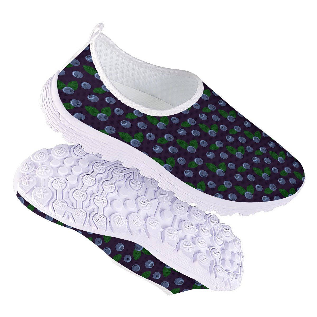 Blueberry And Leaf Print Pattern Nurse Shoes-grizzshop