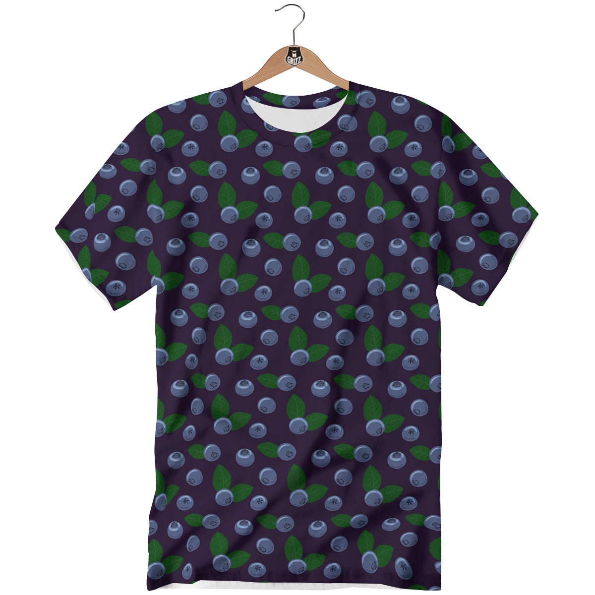Blueberry And Leaf Print Pattern T-Shirt-grizzshop