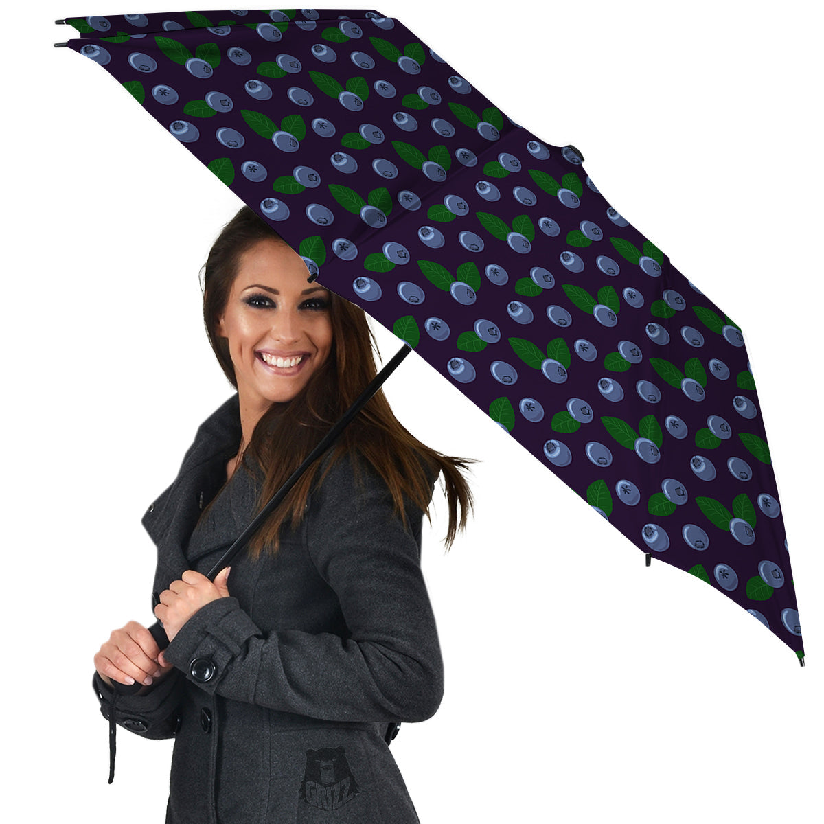 Blueberry And Leaf Print Pattern Umbrella-grizzshop