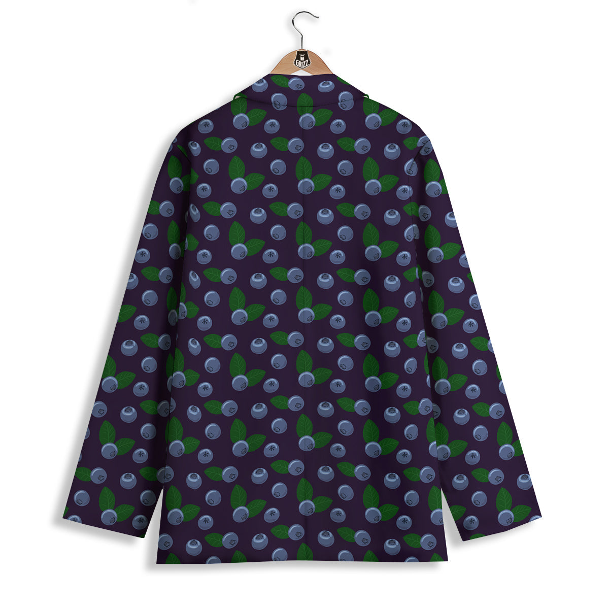 Blueberry And Leaf Print Pattern Women's Blazer-grizzshop