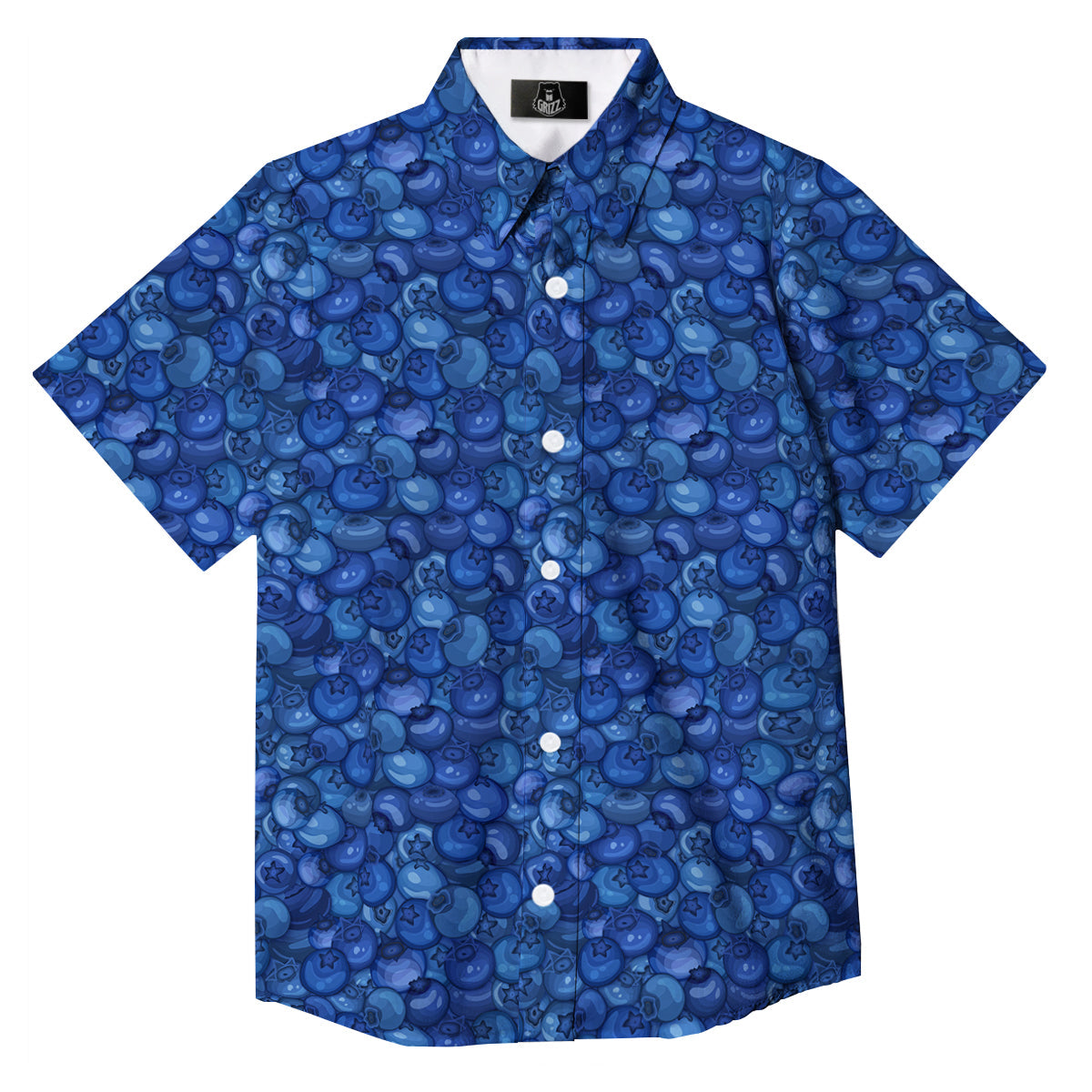 Blueberry Print Pattern Button Up Shirt-grizzshop