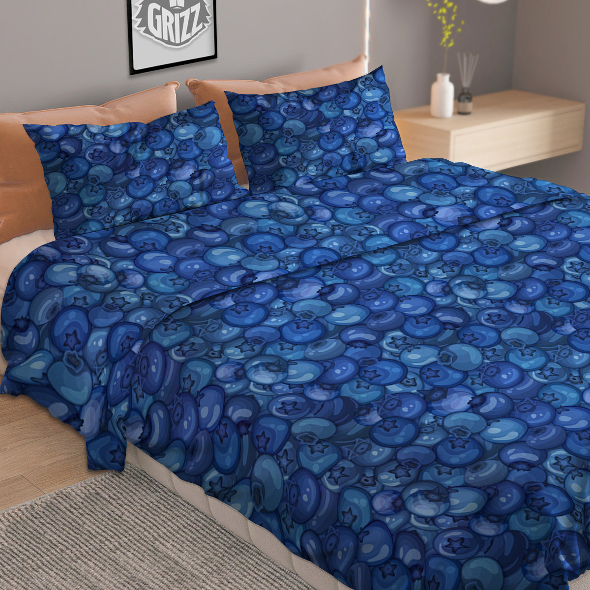 Blueberry Print Pattern Duvet Cover Bedding Set-grizzshop